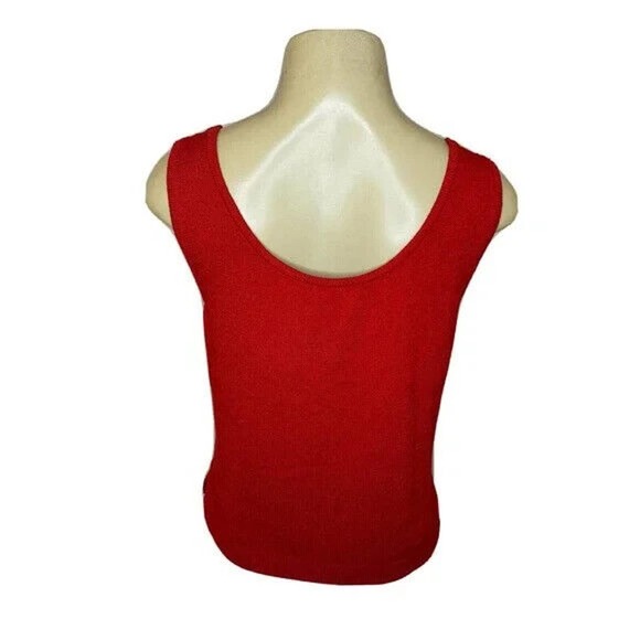 St John Santana Knit Shell Tank Top Sleeveless Red Blouse Scoop Neck Woo… - Picture 4 of 6